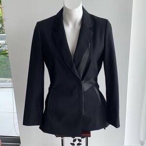 D’deMoo black women’s tuxedo jacket blazer, zipper closure, size S